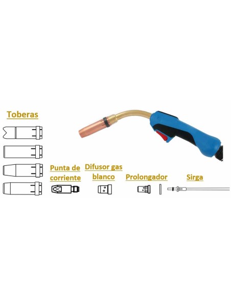 ANTORCHA MIG 511 CC REFRIGERADO CON DOS CIRCUITOS DE AGUA  - 3,0M - M8