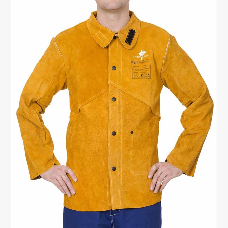 CHAQUETA SOLDADURA SERRAJE "GOLDEN BROWN" DORSO IGNIFUGO T-L
