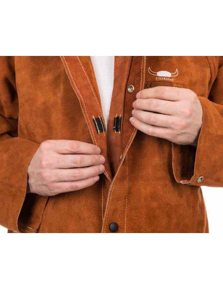 CHAQUETA SOLDADURA SERRAJE "LAVA BROWN" DORSO IGNIFUGO T-XL
